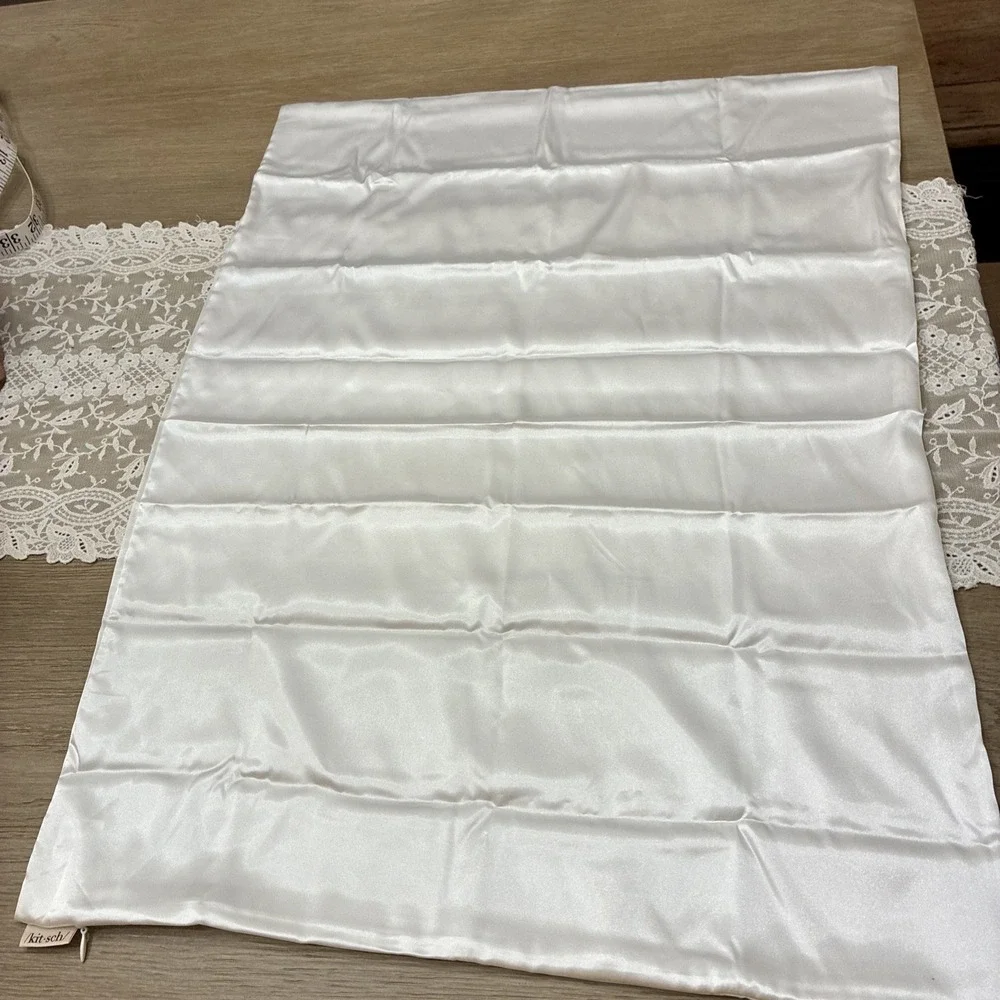 Kitsch Satin Pillowcase with Zipper, Ivory, 19x26 - Soft & Cooling